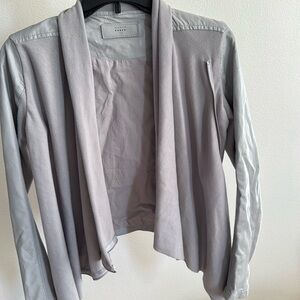 Blank NYC Grey Moto Faux Leather Knit Jacket XS